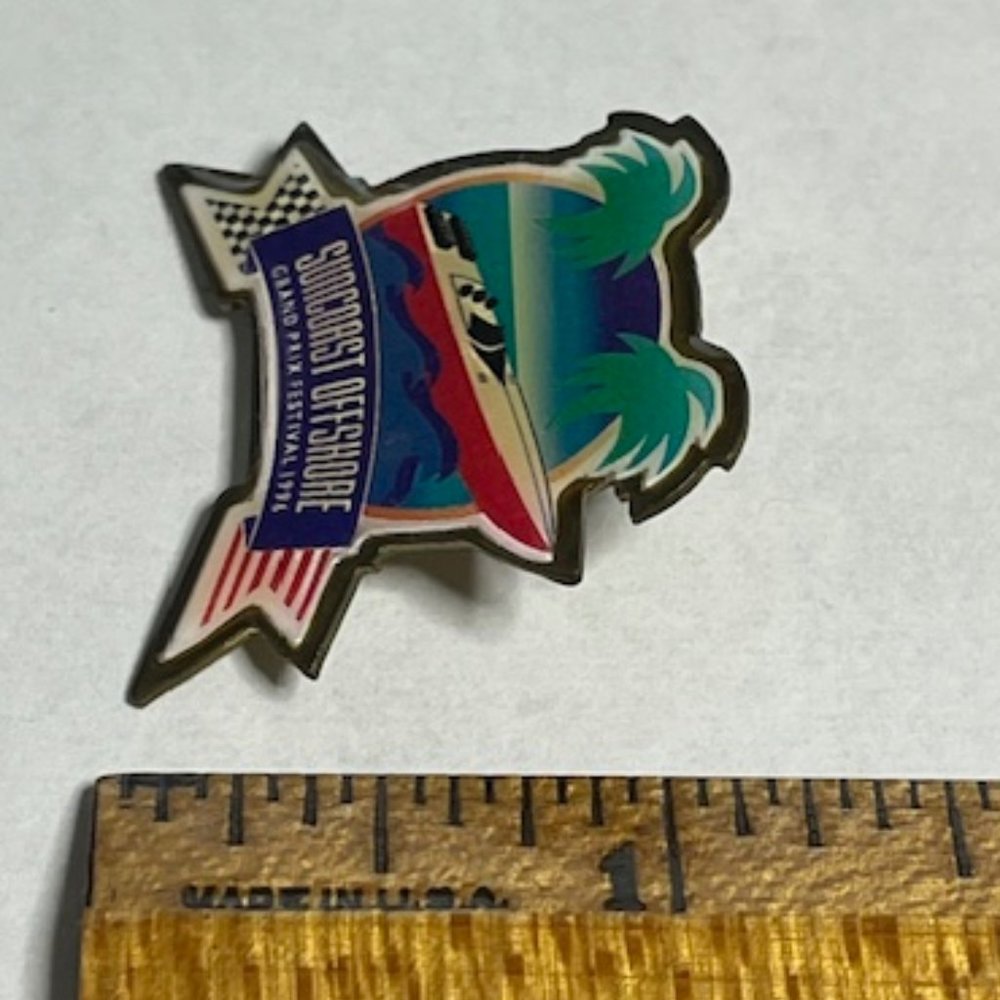 VTG Suncoast Offshore Grand Prix Festival 1996 Boat Lapel Hat Pin 1.5"x1.25" - Picture 10 of 10